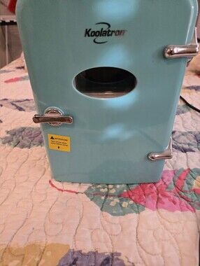 Koolatron Retro Mini Fridge Aqua Portable Cooler & Warmer AC Powered